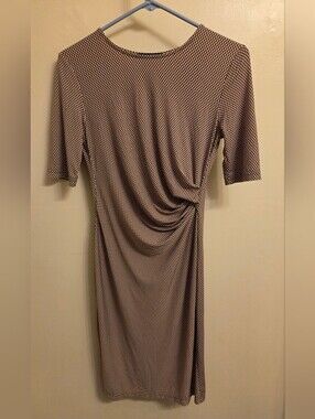 Banana Republic Ruched Bodycon Midi Dress XS Preppy Neutral Corporate Chic Sexy